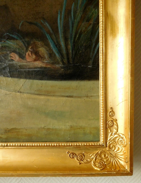 Ecole Française du XVIIIe siècle - la fontaine de l'Amour d'après Fragonard - grande huile sur toile