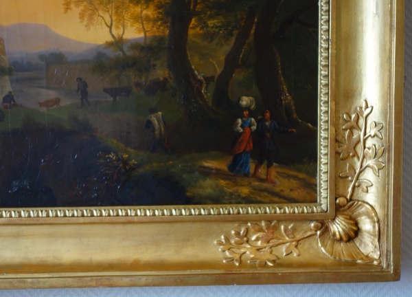 Large romantic painting, Italian landscape, early 19th century oil on canvas - 100cm x 75cm