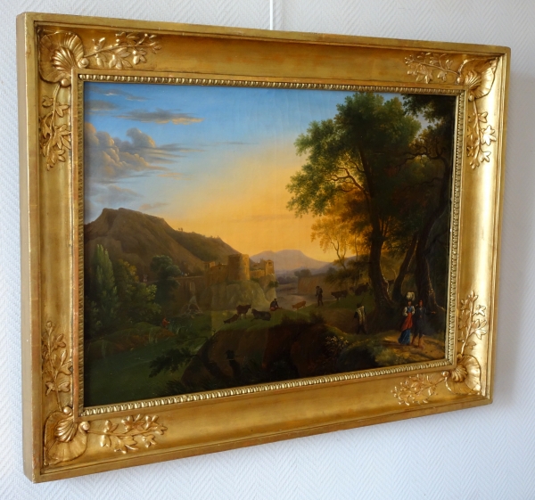 Large romantic painting, Italian landscape, early 19th century oil on canvas - 100cm x 75cm