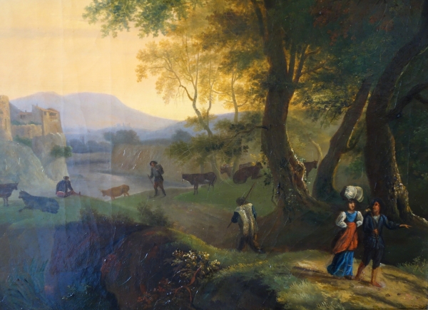 Large romantic painting, Italian landscape, early 19th century oil on canvas - 100cm x 75cm