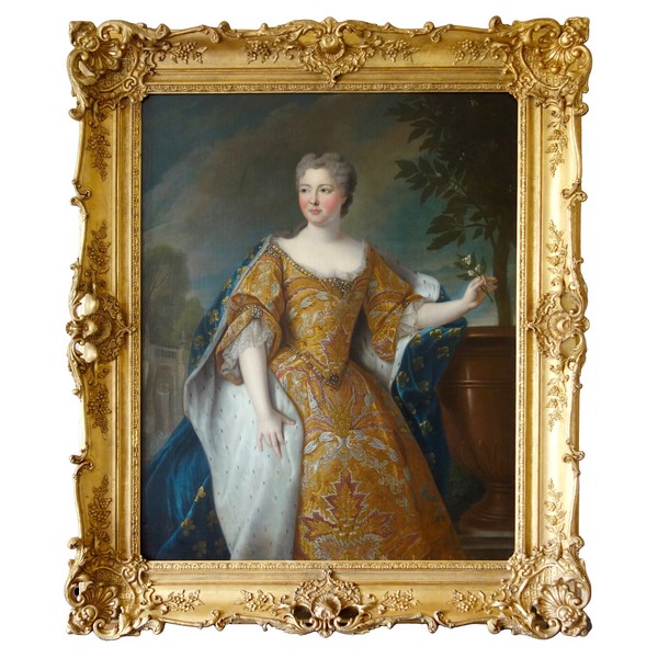 Pierre Gobert : portrait of Queen Marie Leczinska - oil on canvas 161cm x 137cm