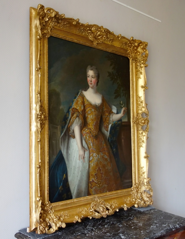 Pierre Gobert : portrait de la Reine Marie Leczinska - huile sur toile 161cm x 137cm 