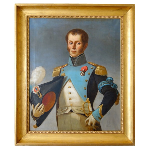 Grand portrait d'un officier, brave sous l'Empire & républicain sous la Restauration - 100cm x 120cm
