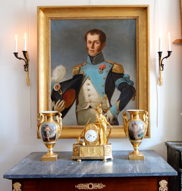 Grand portrait d'un officier, brave sous l'Empire & républicain sous la Restauration - 100cm x 120cm