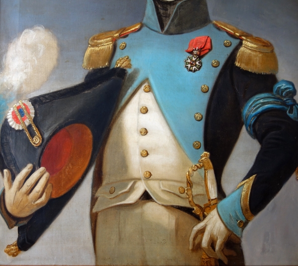 Grand portrait d'un officier, brave sous l'Empire & républicain sous la Restauration - 100cm x 120cm