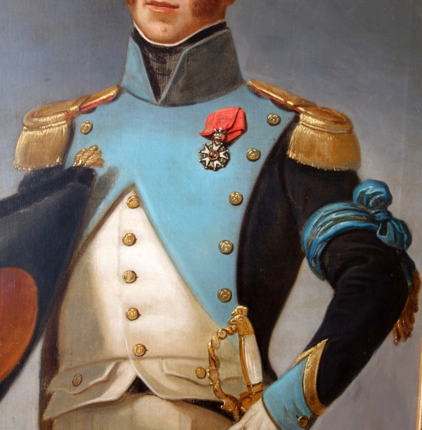 Grand portrait d'un officier, brave sous l'Empire & républicain sous la Restauration - 100cm x 120cm