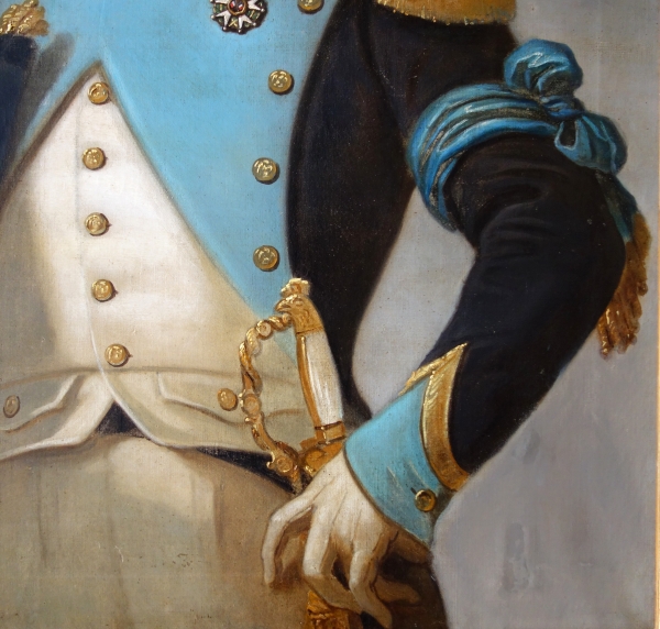 Grand portrait d'un officier, brave sous l'Empire & républicain sous la Restauration - 100cm x 120cm