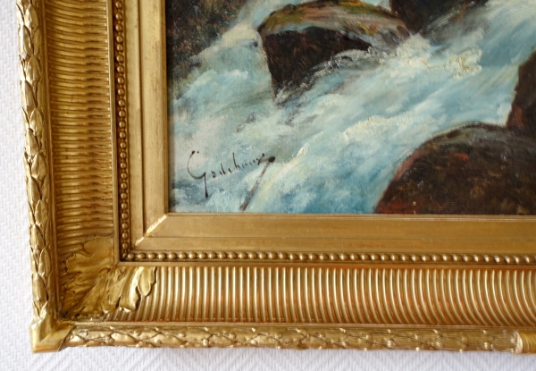 Emile Godchaux : grand tableau de montagne - huile sur toile - 82,5cm x 113,5cm