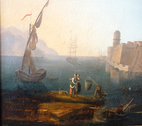 Early 19th century French school, marine : Marseille old port and St Jean fort