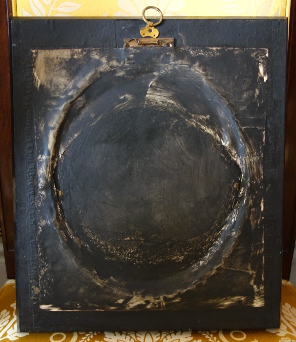 Large miniature, patinated bronze military trophee on a granite background