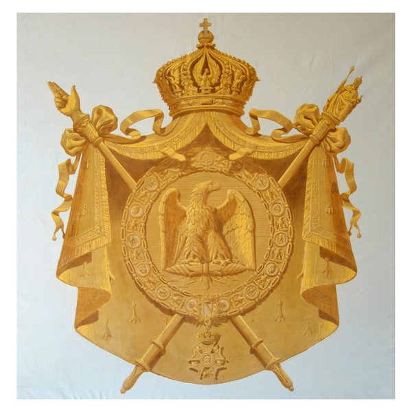 Imperial palace decoration : Napoleon III coat of arms, oil on canvas - 151cm x 151cm