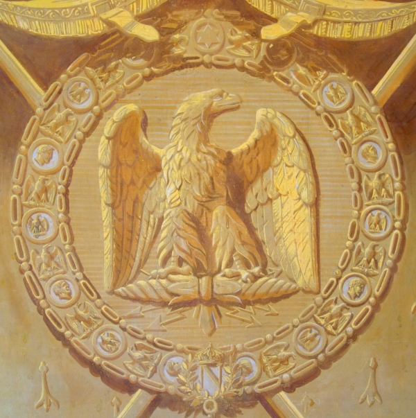 Imperial palace decoration : Napoleon III coat of arms, oil on canvas - 151cm x 151cm