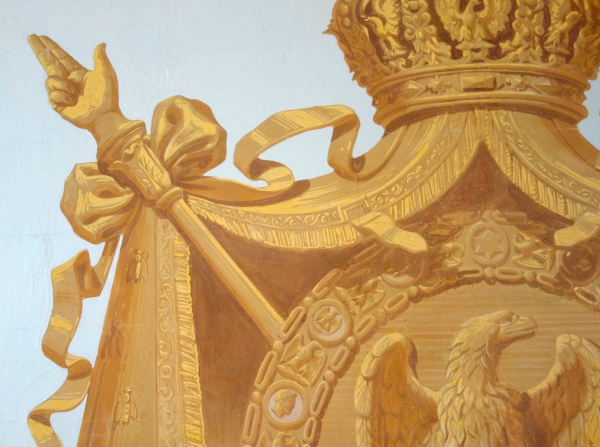 Imperial palace decoration : Napoleon III coat of arms, oil on canvas - 151cm x 151cm