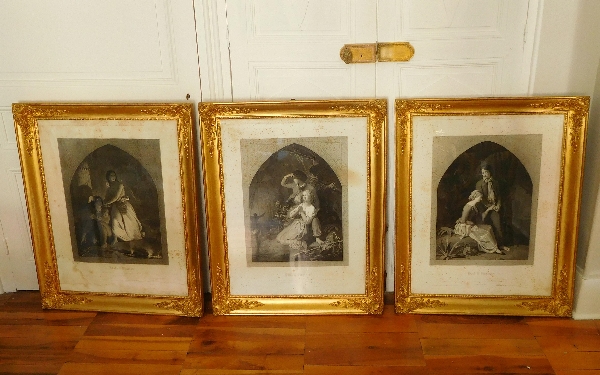 Large 19th century engraving, gold leaf gilt frame