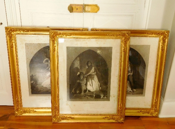 Large 19th century engraving, gold leaf gilt frame