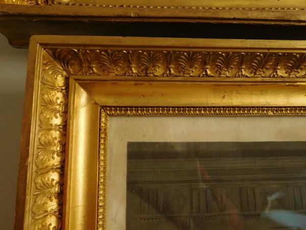 Large Empire engraving - foundation of Athens Republic - gold leaf gilt frame