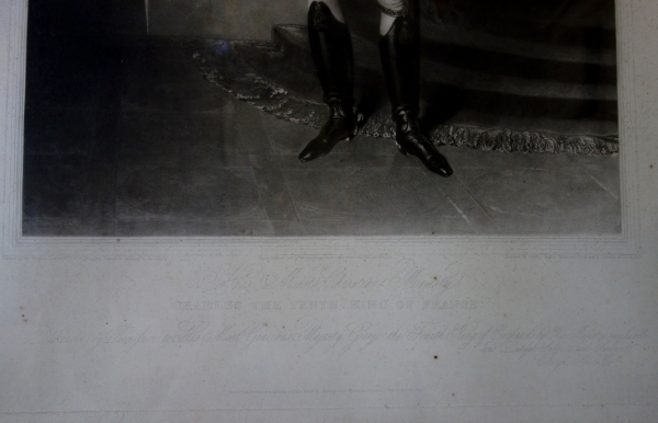 Grande gravure royaliste : Charles X roi de France en 1825 d'après Lawrence - 76,5cm x 104cm