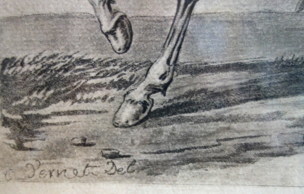 Napoléon à cheval, gravure colorisée d'après Carle Vernet - cadre en bois doré d'époque Empire