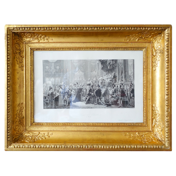 Coronation of King of France Charles X engraving - royalist historical souvenir