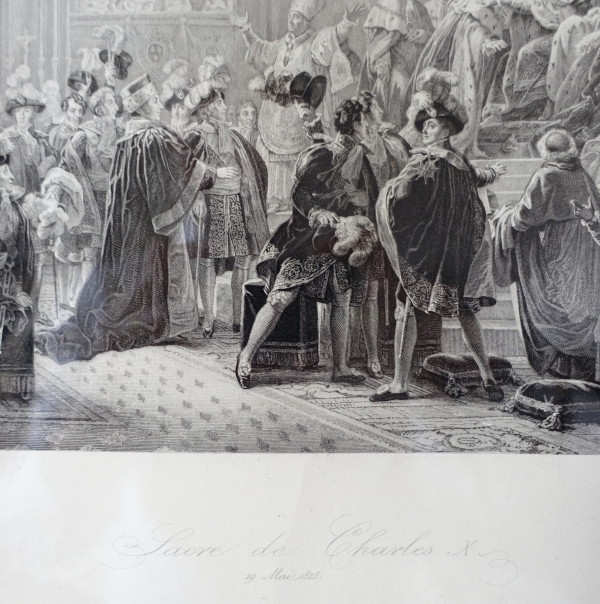 Coronation of King of France Charles X engraving - royalist historical souvenir