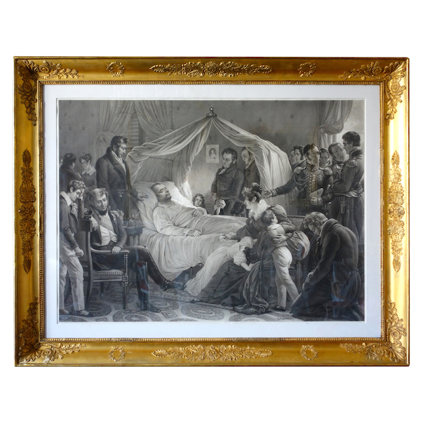 Large Empire engraving : Emperor Napoleon's death after Steuben