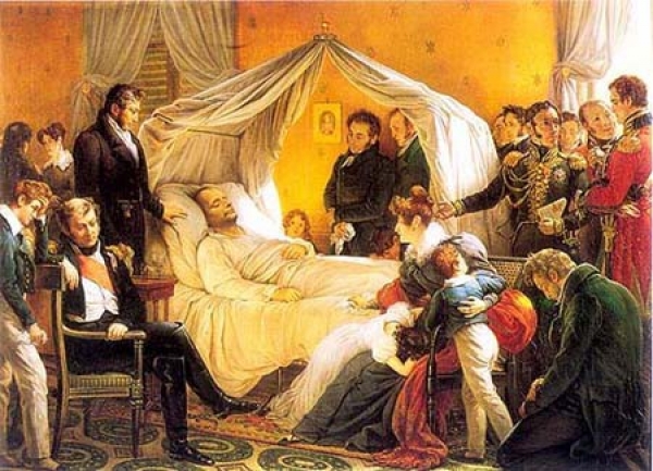 Large Empire engraving : Emperor Napoleon's death after Steuben