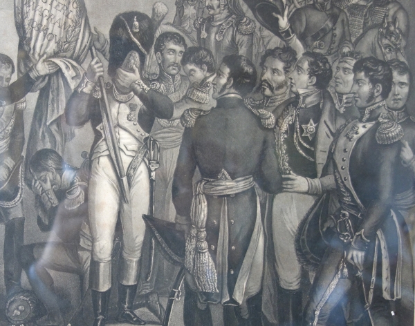 Grande gravure Empire : rare version des Adieux de Napoléon à Fontainebleau