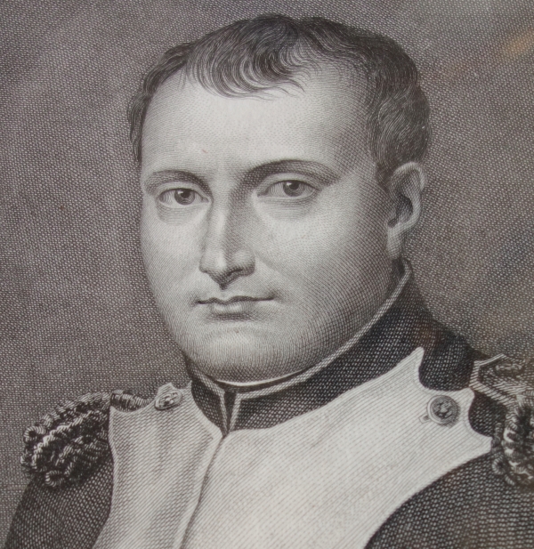 Portrait de Napoléon Ier Empereur, gravure dans un cadre en bois doré d'époque Empire 43cm x 56,5cm