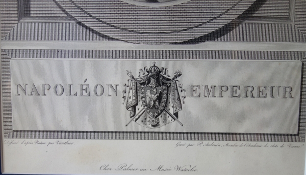 Portrait of Emperor Napoleon, engraving set into a gold leaf gilt wood frame - 43cm x 56,5cm