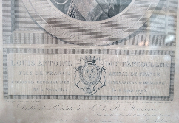 Gravure royaliste, portrait de Louis XIX Dauphin de France et Duc d'Angoulême