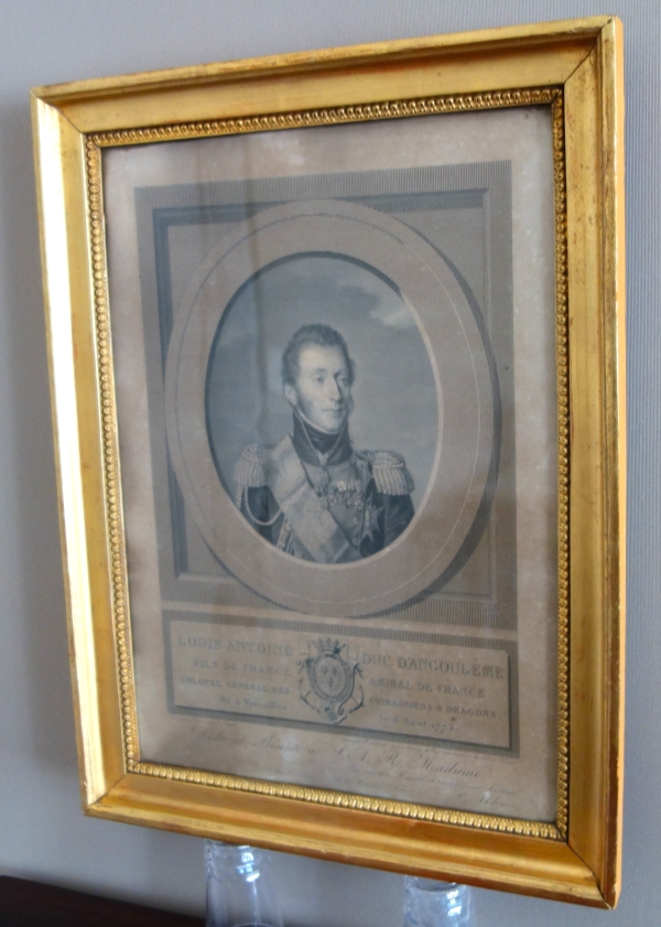 Gravure royaliste, portrait de Louis XIX Dauphin de France et Duc d'Angoulême