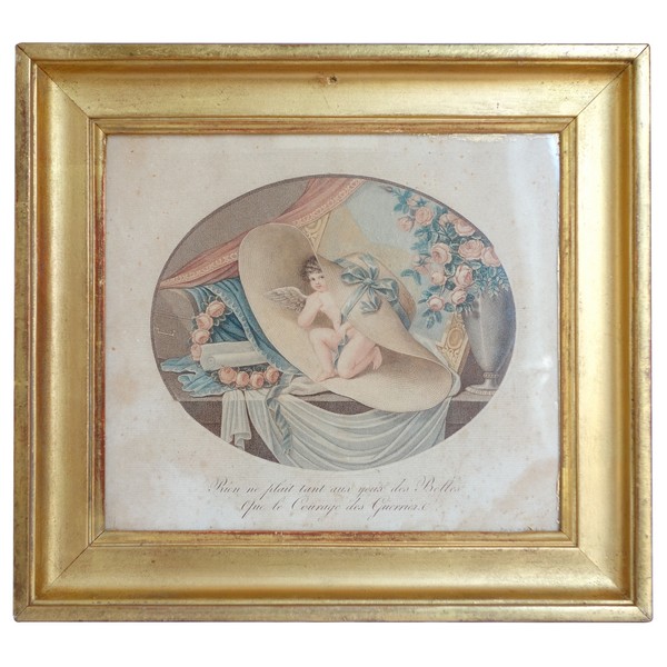 Empire military engraving set into a gold leaf gilt wood frame - early 19th century