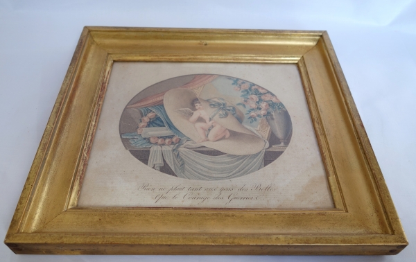 Empire military engraving set into a gold leaf gilt wood frame - early 19th century