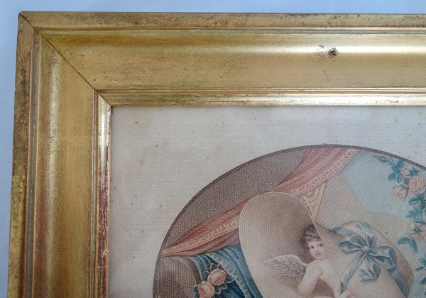 Empire military engraving set into a gold leaf gilt wood frame - early 19th century