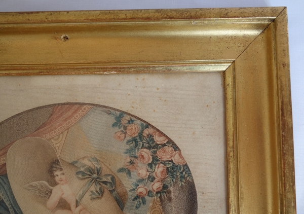 Empire military engraving set into a gold leaf gilt wood frame - early 19th century