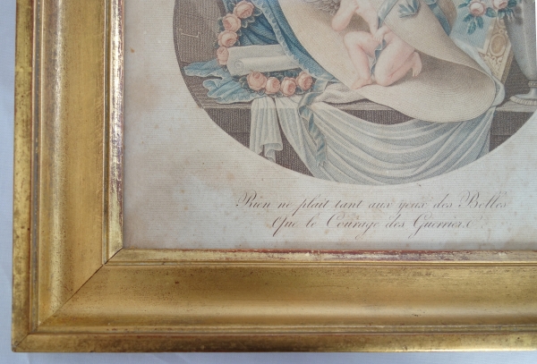 Empire military engraving set into a gold leaf gilt wood frame - early 19th century