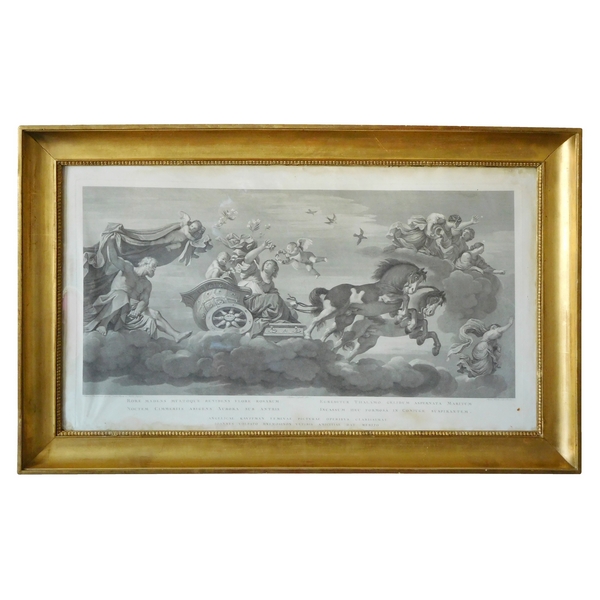 Large Empire mythological engraving set into a gilt frame : the chariot of Aurora