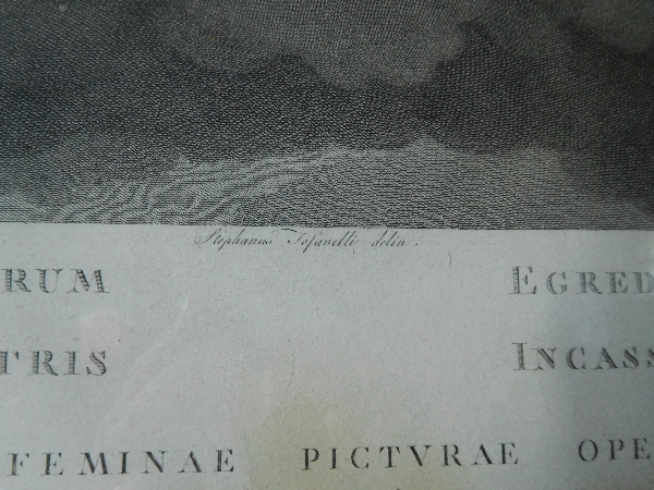 Grande gravure mythologique d'époque Empire : le char d'Aurore, cadre en bois doré à la feuille d'or