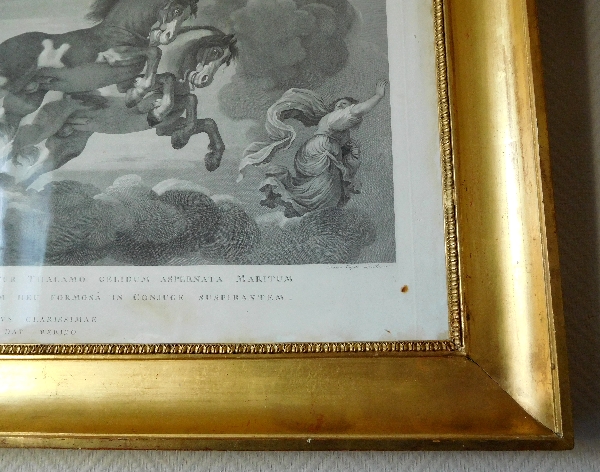 Large Empire mythological engraving set into a gilt frame : the chariot of Aurora