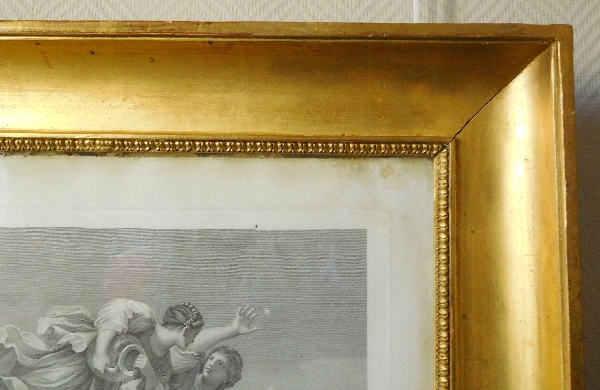 Large Empire mythological engraving set into a gilt frame : the chariot of Aurora