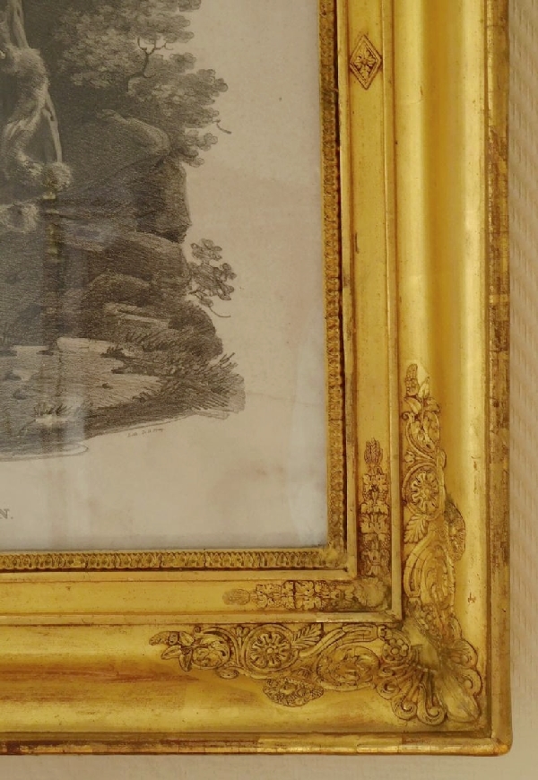 Emperor Napoleon engraving in an Empire gilt wood frame (gold leaf)