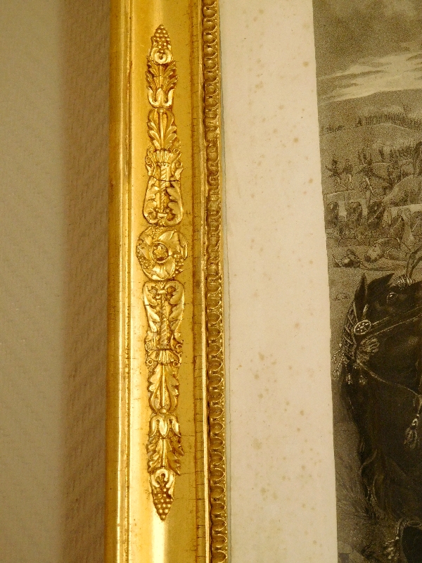 Large Empire engraving : triumphant Emperor and his general staff, gilt wood frame