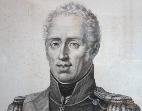 Gravure Royaliste - portrait de Charles X, Roi de France et de Navarre cadre en bois doré 1820