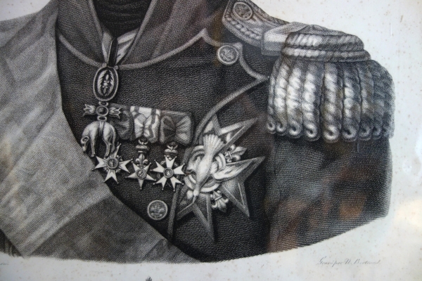 Gravure Royaliste - portrait de Charles X, Roi de France et de Navarre cadre en bois doré 1820