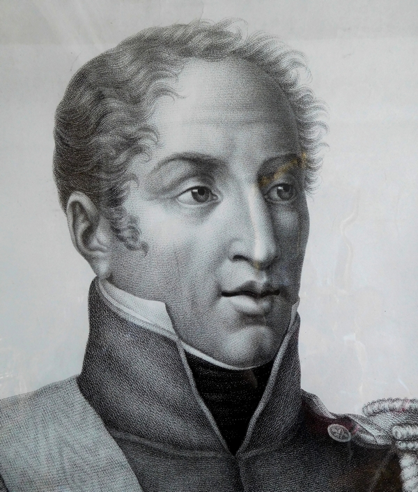 Portrait du Comte d'Artois futur Roi Charles X - gravure d'époque Restauration - 69cm x 79cm