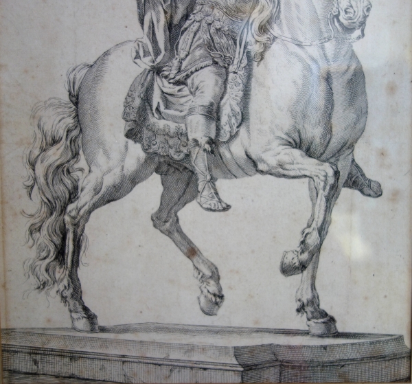 Portrait équestre de Louis XIV d'après la statue de Girardon, gravure, XVIIIe siècle