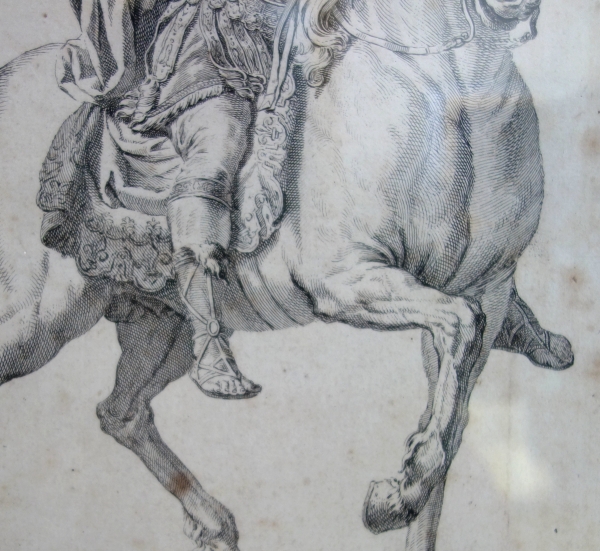 Portrait équestre de Louis XIV d'après la statue de Girardon, gravure, XVIIIe siècle