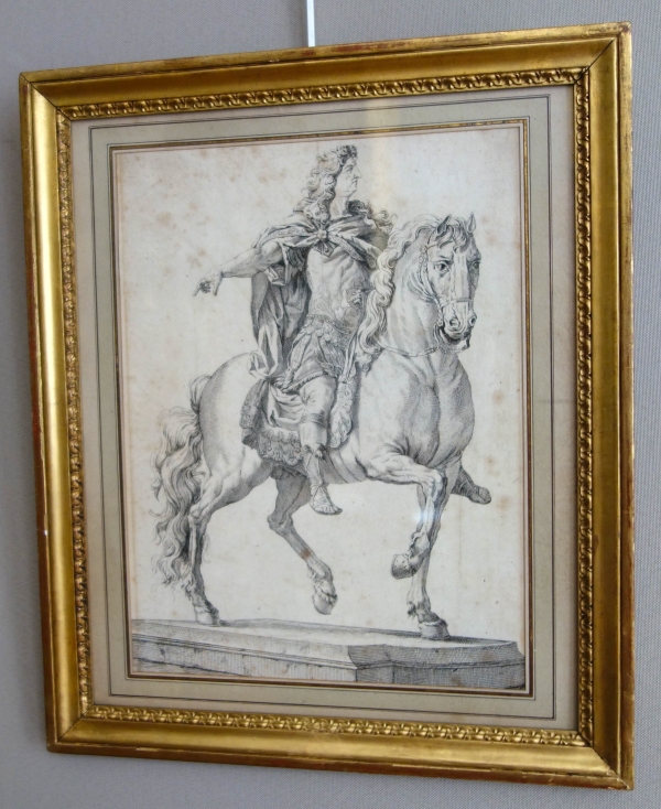 Portrait équestre de Louis XIV d'après la statue de Girardon, gravure, XVIIIe siècle