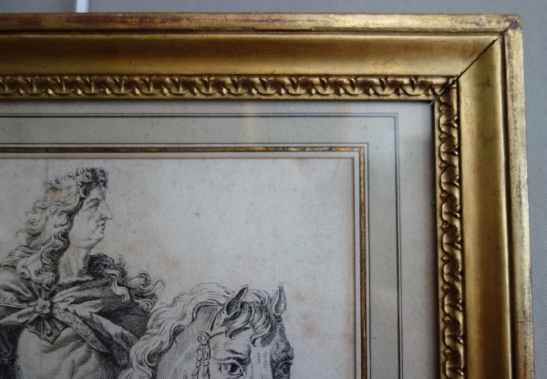 Portrait équestre de Louis XIV d'après la statue de Girardon, gravure, XVIIIe siècle