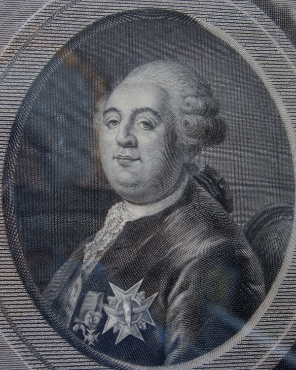 Portrait gravure de Louis XVI d'époque XVIIIe siècle, souvenir royaliste